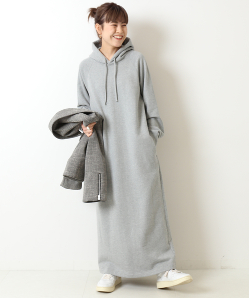 Spick & Span（スピックアンドスパン）の「《追加2一部店舗+WEB限定》ヘビー裏毛ロングワンピース（ワンピース・レディース・チャコールグレー/グレー・FREE）」の8枚目の写真