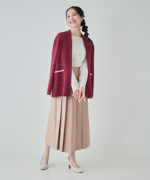 Cutie Blonde(キューティーブロンド)の「レイヤードコーデに 程よいシアー感 花柄メロウトップス(Tシャツ/カットソー・レディース・アイボリー/ブラック/ベビーピンク・02/03/04)」の6枚目の写真