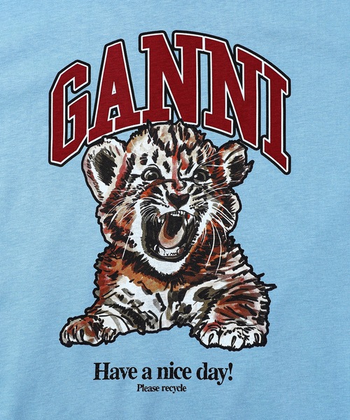 GANNI（ガニー）の「Basic Jersey Tiger Relaxed T-shirt（Tシャツ/カットソー・レディース・ブルー・XS/S/M/L）」の3枚目の写真