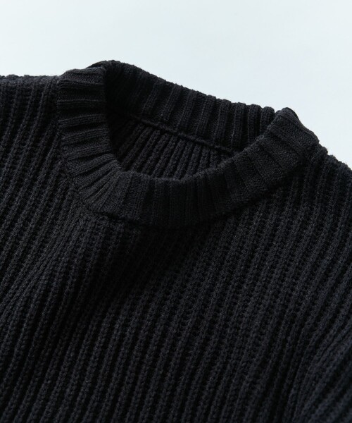 美品✨ドゥロワー カシミヤ ウール ニットセーター 畦編み スリット ブラック Rocky Monroe セーター ニット オーバーサイズ畦編みクルー