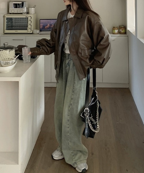 ヴィンテージPUレザージャケット/ ブラウン 中古・古着通販】USED (ユーズド) ヴィンテージレザージャケット