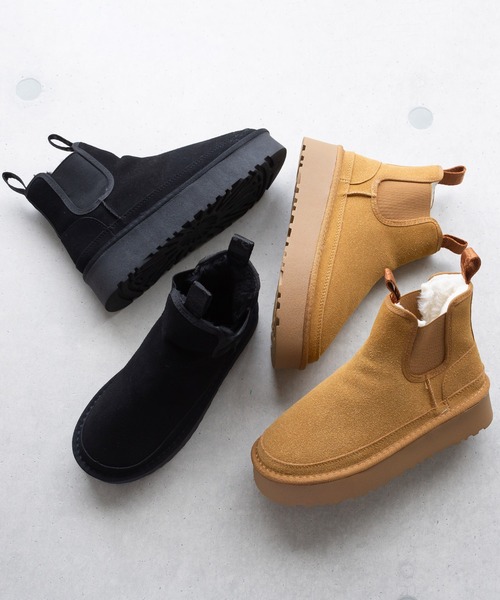 セール】厚底 ムートン ショートブーツ（ブーツ）｜SVEC（シュベック