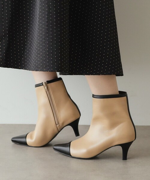 OPAQUE.CLIP(オペークドットクリップ)の「【抗菌防臭加工】トゥーキャップショートブーツ(ブーツ・レディース・ブラック/ベージュ系4・02/03)」の3枚目の写真