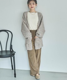 【150㎝前後の小柄さんサイズ】ミックスニットトッパーカーディガン