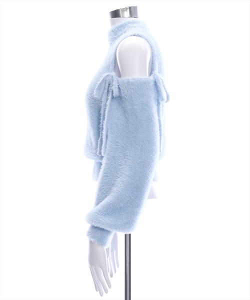 clear（クリア）の「肩アキリボンフェザーニットトップス [大人 フェミニン 上品]≪再入荷≫（ニット/セーター・レディース・サックスブルー/ブラック/アイボリー/グレイッシュベージュ/ピンク・F）」の13枚目の写真