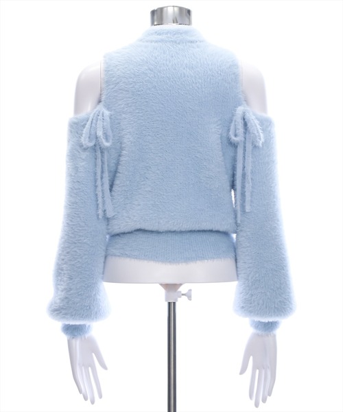 clear（クリア）の「肩アキリボンフェザーニットトップス [大人 フェミニン 上品]≪再入荷≫（ニット/セーター・レディース・サックスブルー/ブラック/アイボリー/グレイッシュベージュ/ピンク・F）」の15枚目の写真