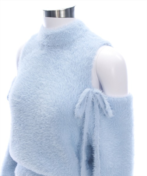 clear（クリア）の「肩アキリボンフェザーニットトップス [大人 フェミニン 上品]≪再入荷≫（ニット/セーター・レディース・サックスブルー/ブラック/アイボリー/グレイッシュベージュ/ピンク・F）」の17枚目の写真