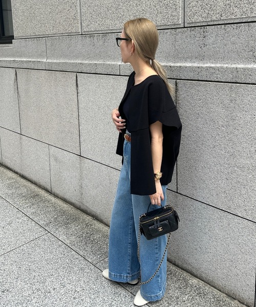 StyleSea（スタイルシー）の「ノーカラーニットモッサベスト（ベスト・レディース・ブラック/ベージュ・FREE）」の4枚目の写真