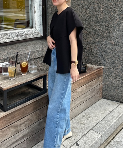 StyleSea（スタイルシー）の「ノーカラーニットモッサベスト（ベスト・レディース・ブラック/ベージュ・FREE）」の15枚目の写真