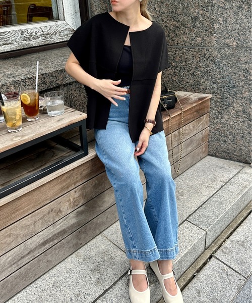 StyleSea（スタイルシー）の「ノーカラーニットモッサベスト（ベスト・レディース・ブラック/ベージュ・FREE）」の13枚目の写真