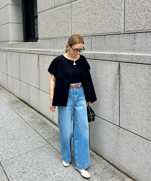 StyleSea（スタイルシー）の「ノーカラーニットモッサベスト（ベスト・レディース・ブラック/ベージュ・FREE）」の16枚目の写真