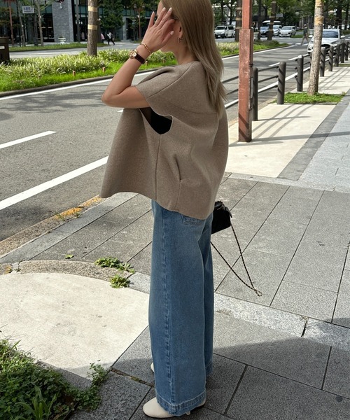 StyleSea（スタイルシー）の「ノーカラーニットモッサベスト（ベスト・レディース・ブラック/ベージュ・FREE）」の21枚目の写真