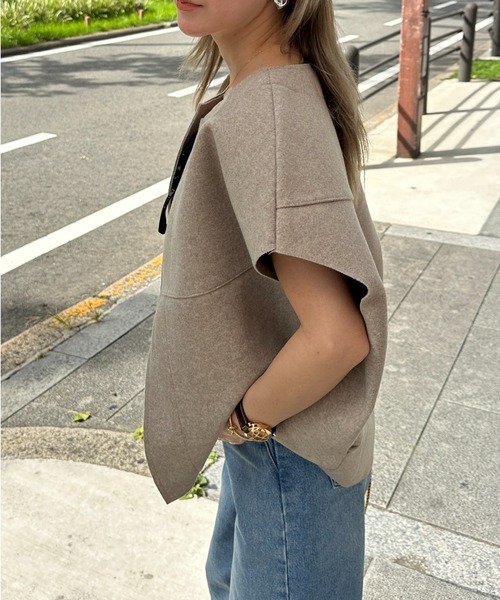 StyleSea（スタイルシー）の「ノーカラーニットモッサベスト（ベスト・レディース・ブラック/ベージュ・FREE）」の18枚目の写真