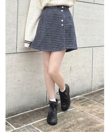 F i.n.t | 【セットアップ対応】釦使いファンシーツイードスカパン/fint(その他パンツ)