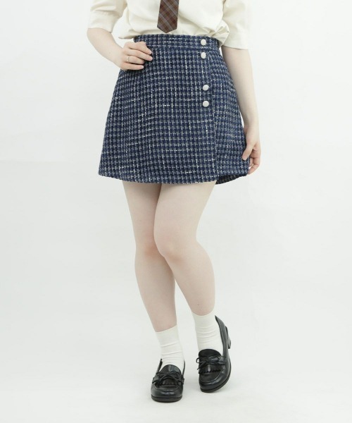 F i.n.t（フィント）の「【セットアップ対応】釦使いファンシーツイードスカパン/fint（その他パンツ・レディース・ライトブルー/ネイビー・FREE）」の10枚目の写真
