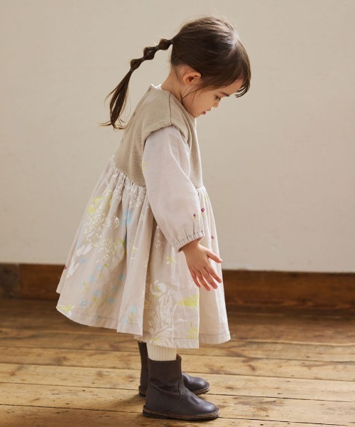 【セール】【NAOMI ITO(ナオミイトウ)】ニットドッキングワンピース 80cm・90cm・100cm（ワンピース）｜NAOMI ITO（ナオミイトウ）