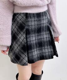 シャギーチェックボックスプリーツスカート