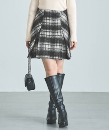 シャギーチェックボックスプリーツスカート