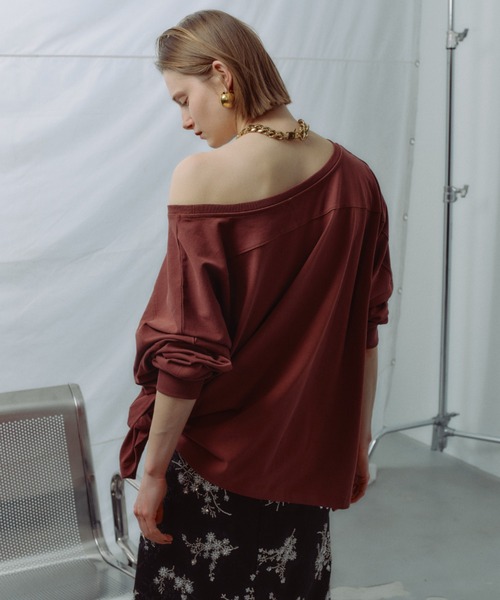 yae（ヤエ）の「2way loose sweat shirt / 2wayルーズスウェットシャツ（スウェット・レディース・ブラック/ベビーピンク/ライトグレー/ブラウン・FREE）」の14枚目の写真