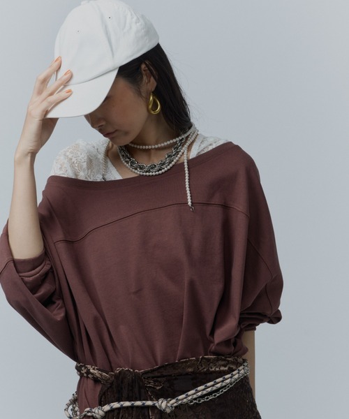 yae（ヤエ）の「2way loose sweat shirt / 2wayルーズスウェットシャツ（スウェット・レディース・ブラック/ベビーピンク/ライトグレー/ブラウン・FREE）」の10枚目の写真