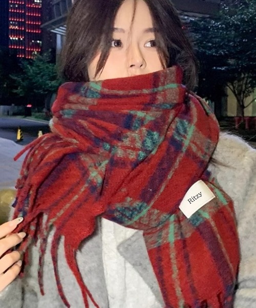 セール】チェック柄 ボリュームマフラー（マフラー）｜Ritzy