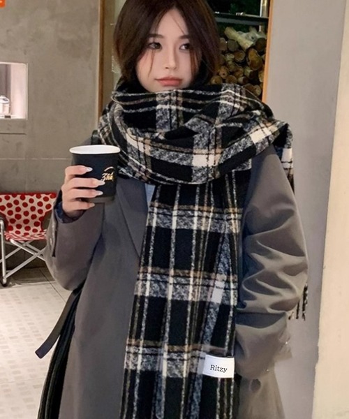セール】チェック柄 ボリュームマフラー（マフラー）｜Ritzy