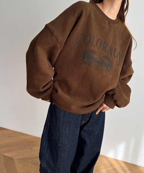 CANAL JEAN(キャナルジーン)の「El mar COLORADO裏起毛トレーナー(スウェット・レディース・ブラウン/ピンク/ベージュ・ONE SIZE)」の4枚目の写真