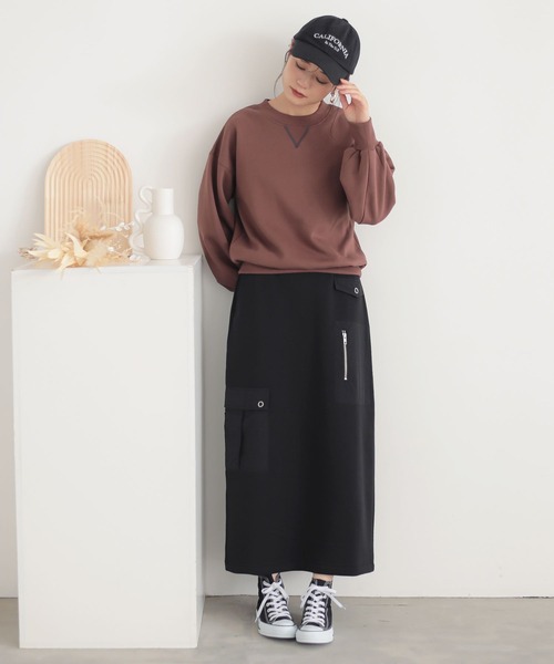 n'OrLABEL(ノアールレーベル)の「裏起毛ナイロンポケットスカート(スカート・レディース・ブラック/チャコールグレー・2/1)」の5枚目の写真