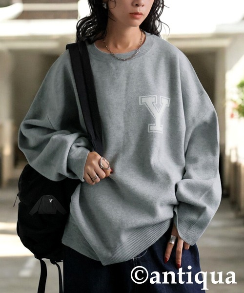 antiqua(アンティカ)の「YALE カレッジロゴニット(ニット/セーター・レディース・ネイビー/ブラック/グレー・ONESIZE)」の3枚目の写真