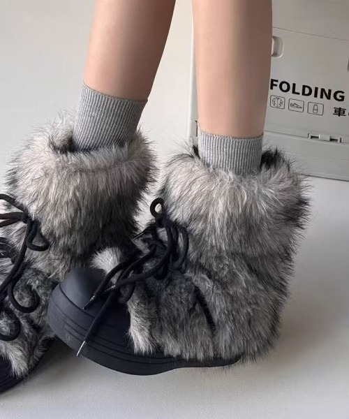 AsRiRe（アスリレイ）の「フワフワ厚底ボアブーツ（ブーツ・レディース・ブラウン/ブラック/ライトブラウン・M/S/L）」の10枚目の写真