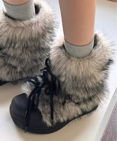 AsRiRe（アスリレイ）の「フワフワ厚底ボアブーツ（ブーツ・レディース・ブラウン/ブラック/ライトブラウン・M/S/L）」の13枚目の写真