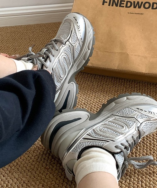 セール】【 MEMECLE / メメクル 】シルバーメッシュ 厚底 カジュアル