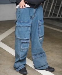 DENIM 9P CARGO PANTS/スラッシャーデニムストレートシルエットカーゴパンツ