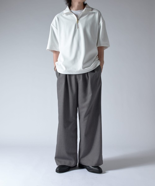 ジョーゼットハーフZIP s/s カットソー（Tシャツ/カットソー