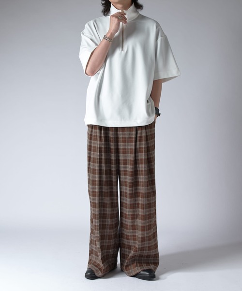 Lui's（ルイス）の「ジョーゼットハーフZIP s/s カットソー（Tシャツ