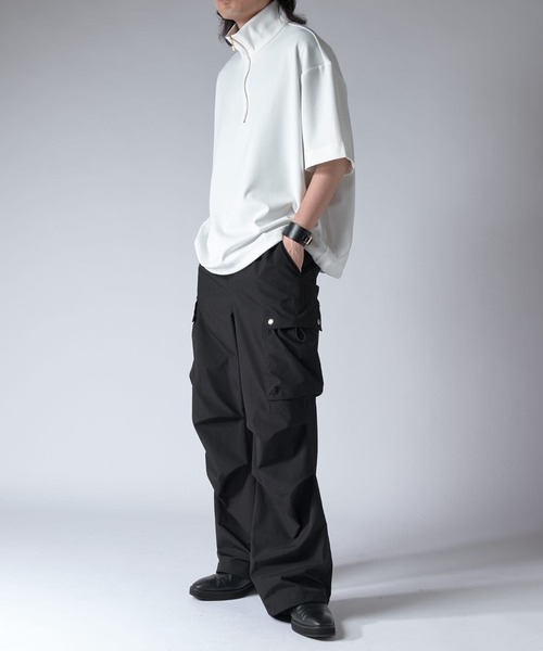 Lui's（ルイス）の「ジョーゼットハーフZIP s/s カットソー（Tシャツ