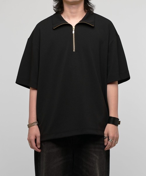 ジョーゼットハーフZIP s/s カットソー（Tシャツ/カットソー