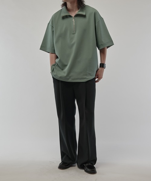 ジョーゼットハーフZIP s/s カットソー（Tシャツ/カットソー