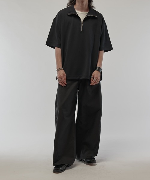ジョーゼットハーフZIP s/s カットソー（Tシャツ/カットソー