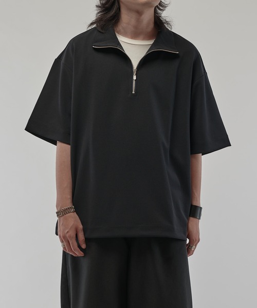 ジョーゼットハーフZIP s/s カットソー（Tシャツ/カットソー