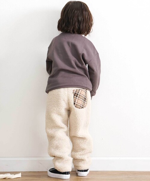SLAP SLIP（スラップスリップ）の「【お揃い】チェックボアリバーシブルパンツ(80~130cm)（その他パンツ・キッズ・オフホワイト/ベージュ・110cm/100cm/120cm/130cm/80ｃｍ/90cm）」の3枚目の写真