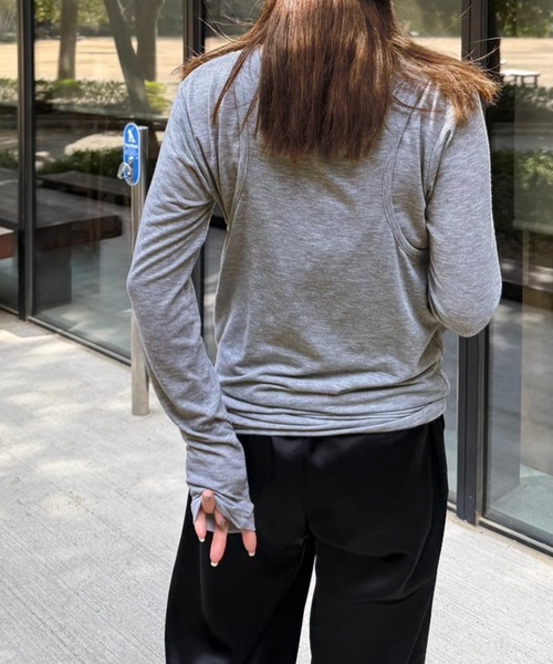 select MOCA by son(セレクトモカバイソン)の「シアーレイヤードカットソー(Tシャツ/カットソー・レディース・スミクロ/グレー/オフホワイト・FREE)」の11枚目の写真