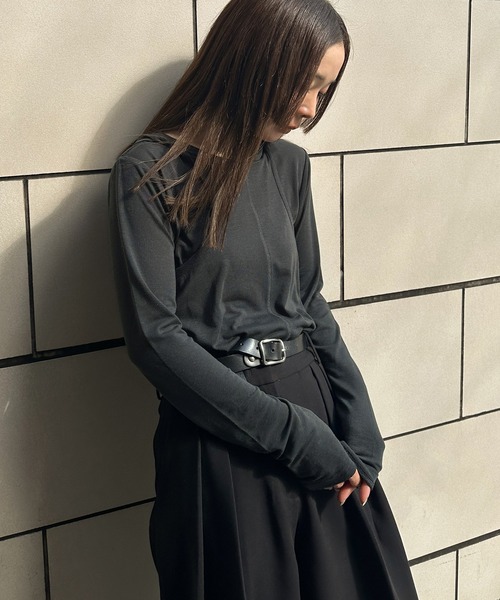 select MOCA by son(セレクトモカバイソン)の「シアーレイヤードカットソー(Tシャツ/カットソー・レディース・スミクロ/グレー/オフホワイト・FREE)」の15枚目の写真