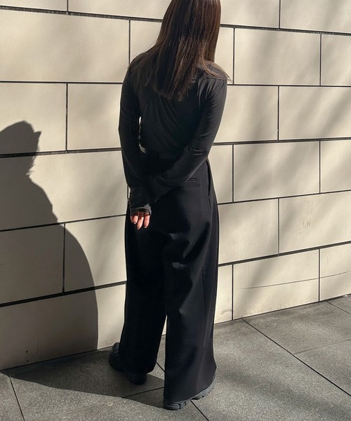 select MOCA by son(セレクトモカバイソン)の「シアーレイヤードカットソー(Tシャツ/カットソー・レディース・スミクロ/グレー/オフホワイト・FREE)」の14枚目の写真