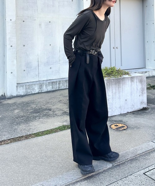 select MOCA by son(セレクトモカバイソン)の「シアーレイヤードカットソー(Tシャツ/カットソー・レディース・スミクロ/グレー/オフホワイト・FREE)」の18枚目の写真