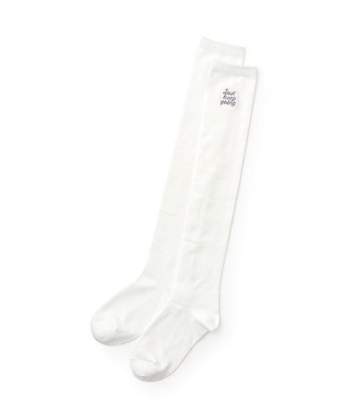 LOVETOXIC（ラブトキシック）の「ロゴ刺繍ニーハイソックス（ソックス/靴下・キッズ・チャコール/ネイビー/ブラック/オフホワイト・20-22cm/23-25cm）」の2枚目の写真