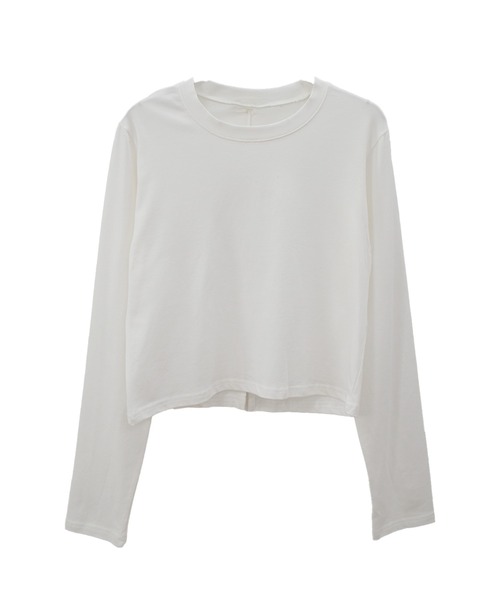 Reurie'（レウリィ）の「【ZOZO限定】バックスリットロングTシャツ／long sleeve back slit top 長袖 クルーネック カットオフ シンプル ベーシック カジュアル（Tシャツ/カットソー・レディース・ホワイト/ブラック・FREE）」の3枚目の写真