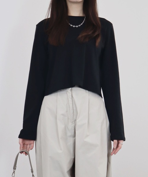 美品◯ルフィル バックスリット タートルネック 長袖カットソー ブラック チュールハイネックカットソー カットソー ハイネック[品番