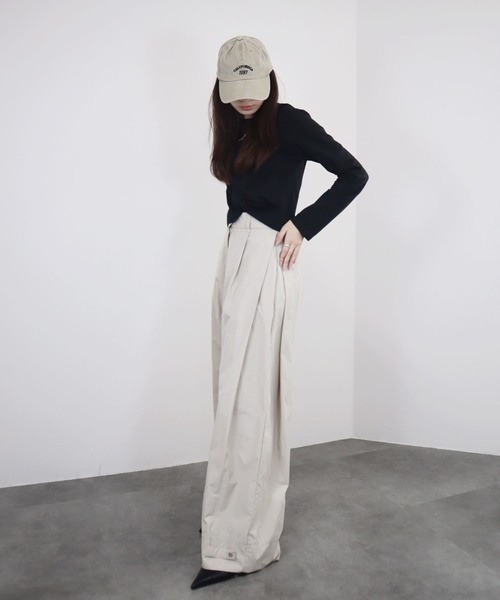 Reurie'（レウリィ）の「【ZOZO限定】バックスリットロングTシャツ／long sleeve back slit top 長袖 クルーネック カットオフ シンプル ベーシック カジュアル（Tシャツ/カットソー・レディース・ホワイト/ブラック・FREE）」の22枚目の写真