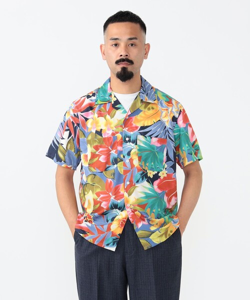 BEAMS PLUS(ビームスプラス)の「トロピカル プリント オープンカラー シャツ(シャツ/ブラウス・メンズ・イエロー/ネイビー・XL/M/S/L)」の6枚目の写真